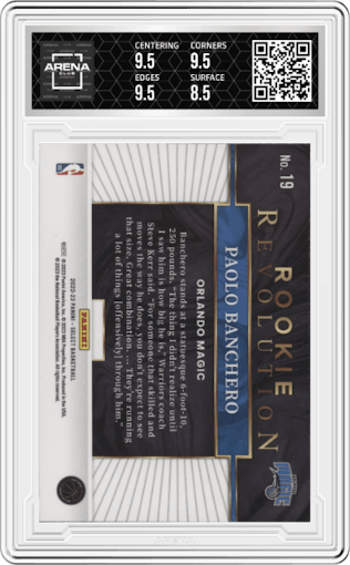 Paolo Banchero  from the 2022-23 Panini Select set graded by Arena Club and given an overall grade of 9.