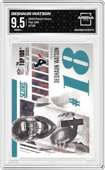 Deshaun Watson from the 2022 Panini Score set graded by Arena Club and given an overall grade of 9.5.