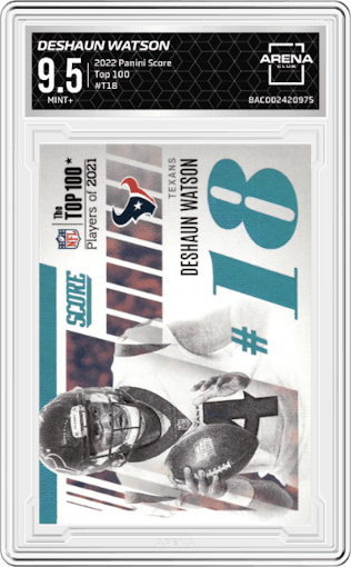 Deshaun Watson from the 2022 Panini Score set graded by Arena Club and given an overall grade of 9.5.
