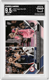 Steph Curry/Lionel Messi from the 2024 Topps Now MLS set graded by Arena Club and given an overall grade of 9.5.
