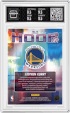 Stephen Curry from the 2023-24 Panini Hoops Premium Stock set featuring a Silver Prizm parallel graded by Arena Club and given an overall grade of 9.