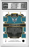 Brandon Miller from the 2023-24 Panini Select  set featuring a Blue Cracked Ice parallel graded by Arena Club and given an overall grade of 10.