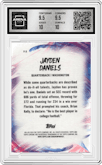 Jayden Daniels from the 2024 Topps Chrome set featuring a X-Fractor parallel graded by Arena Club and given an overall grade of 10.