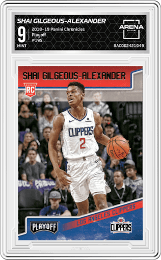 Shai Gilgeous-Alexander from the 2018-19 Panini Chronicles set graded by Arena Club and given an overall grade of 9.