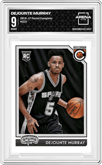Dejounte Murray from the 2016-17 Panini Complete set graded by Arena Club and given an overall grade of 9.