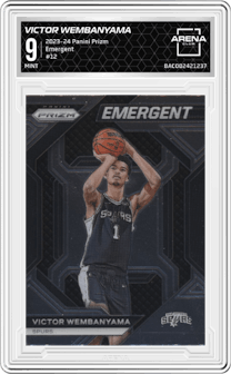 Victor Wembanyama from the 2023-24 Panini Prizm set graded by Arena Club and given an overall grade of 9.