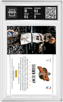 Shawn Kemp from the 2012-13 Panini Marquee  set graded by Arena Club and given an overall grade of 9.5.