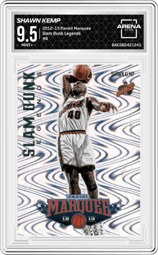 Shawn Kemp from the 2012-13 Panini Marquee  set graded by Arena Club and given an overall grade of 9.5.