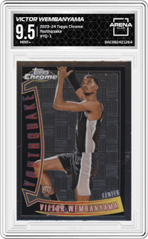 Victor Wembanyama from the 2023-24 Topps Chrome set graded by Arena Club and given an overall grade of 9.5.