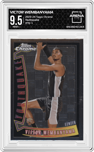 Victor Wembanyama from the 2023-24 Topps Chrome set graded by Arena Club and given an overall grade of 9.5.