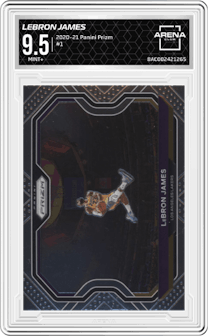 LeBron James from the 2020-21 Panini Prizm set graded by Arena Club and given an overall grade of 9.5.