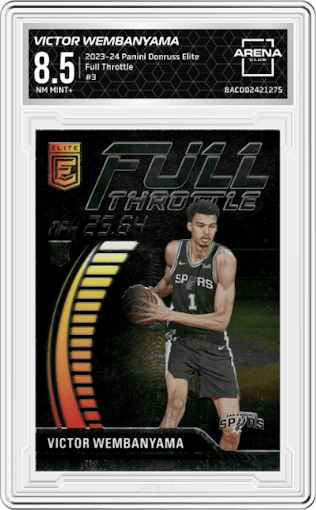 Victor Wembanyama  from the 2023-24 Panini Donruss Elite set graded by Arena Club and given an overall grade of 8.5.