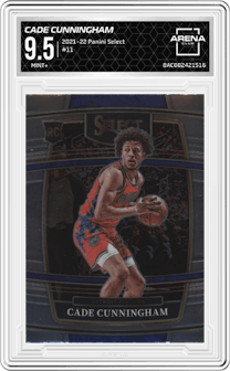 Cade Cunningham from the 2021-22 Panini Select set graded by Arena Club and given an overall grade of 9.5.