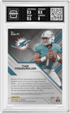 Tua Tagovailoa from the 2020 Panini XR set featuring a Blue parallel graded by Arena Club and given an overall grade of 8.5.