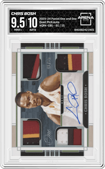 Chris Bosh from the 2023-24 Panini One and One set graded by Arena Club and given an overall grade of 9.5.