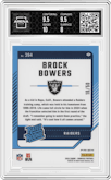 Brock Bowers from the 2024 Donruss set featuring a Purple parallel graded by Arena Club and given an overall grade of 8.5.