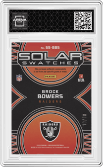 Brock Bowers from the 2024 Panini Obsidian set featuring a Gold parallel graded by Arena Club and given an overall grade of 0.