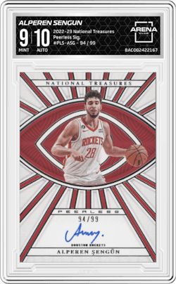 Alperen Sengun from the 2022-23 Panini National Treasures set and given an overall grade of 9.