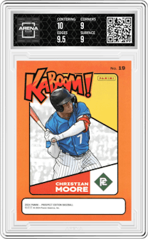 Christian Moore from the 2024 Panini Prospect Edition set and given an overall grade of 9.5.