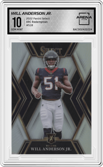 Will Anderson Jr. from the 2022 Panini Select set graded by Arena Club and given an overall grade of 10.