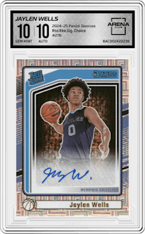 Jaylen Wells from the 2024-25 Panini Donruss set featuring a Choice parallel graded by Arena Club and given an overall grade of 10.