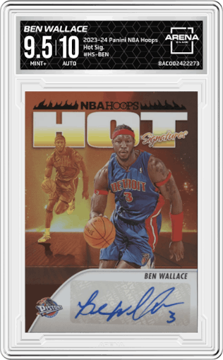 Ben Wallace from the 2023-24 Panini NBA Hoops set graded by Arena Club and given an overall grade of 9.5.