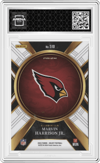 Marvin Harrison Jr. from the 2023 Panini Select set graded by Arena Club and given an overall grade of 0.