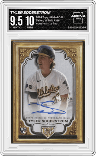 Tyler Soderstrom from the 2024 Topps Gilded Collection set graded by Arena Club and given an overall grade of 9.5.