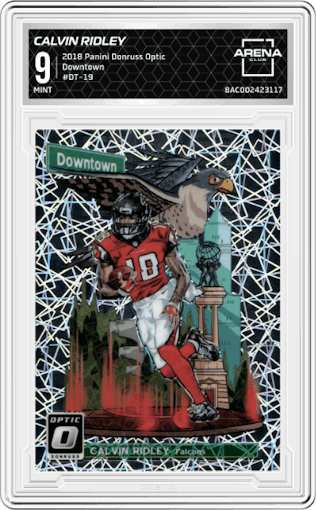 Calvin Ridley from the 2018 Panini Donruss Optic set graded by Arena Club and given an overall grade of 9.