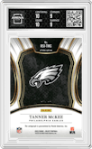 Tanner McKee from the 2023 Panini Select set featuring a Gold Prizm parallel graded by Arena Club and given an overall grade of 9.5.