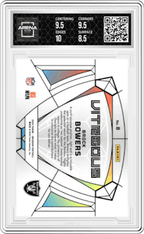 Brock Bowers from the 2024 Panini Obsidian set and given an overall grade of 9.