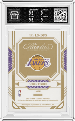 Derek Fisher from the 2022-23 Panini Flawless set and given an overall grade of 9.5.