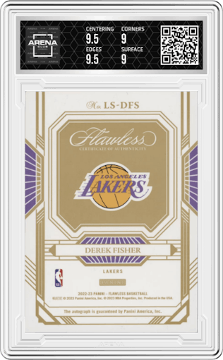 Derek Fisher from the 2022-23 Panini Flawless set graded by Arena Club and given an overall grade of 9.5.