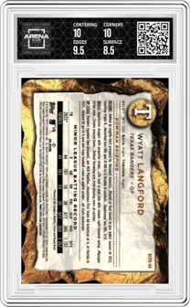 Wyatt Langford from the 2024 Bowman set graded by Arena Club and given an overall grade of 9.