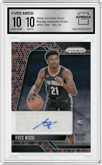 Yves Missi from the 2024-25 Panini Prizm set featuring a Snakeskin Prizm parallel graded by Arena Club and given an overall grade of 10.