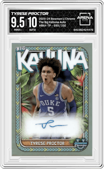 Tyrese Proctor from the 2023-24 Bowman U Chrome set graded by Arena Club and given an overall grade of 9.5.