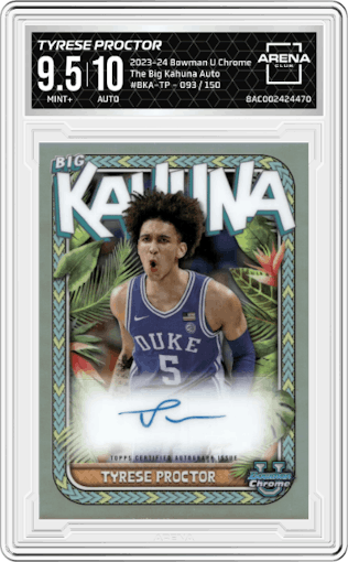 Tyrese Proctor from the 2023-24 Bowman U Chrome set graded by Arena Club and given an overall grade of 9.5.