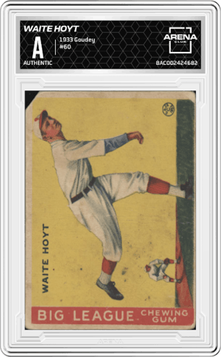 Waite Hoyt from the 1933 Goudey set graded by Arena Club.