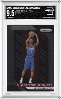 Shai Gilgeous-Alexander from the 2018-19 Panini Prizm set graded by Arena Club and given an overall grade of 9.5.
