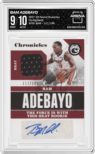 Bam Adebayo from the 2017-18 Panini Chronicles set graded by Arena Club and given an overall grade of 9.