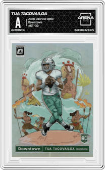 Tua Tagovailoa from the 2020 Panini Donruss Optic set graded by Arena Club and given an overall grade of 0.