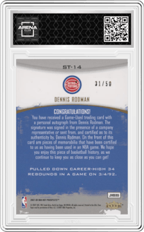 Dennis Rodman from the 2007-08 Fleer Hot Prospects set graded by Arena Club and given an overall grade of 0.