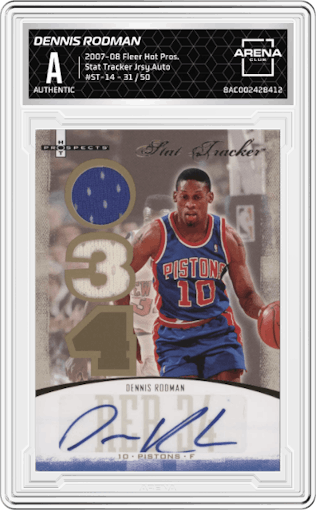 Dennis Rodman from the 2007-08 Fleer Hot Prospects set graded by Arena Club.
