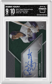 Robin Yount from the 2024 Topps Diamond Icons set featuring a Green parallel graded by Arena Club and given an overall grade of 9.