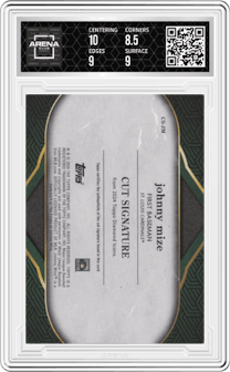 Johnny Mize from the 2024 Topps Diamond Icons set graded by Arena Club and given an overall grade of 9.