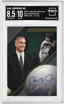 Cal Ripken Jr. from the 2024 Topps Diamond Icons set graded by Arena Club and given an overall grade of 8.5.