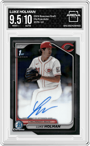 Luke Holman from the 2024 Bowman Draft set graded by Arena Club and given an overall grade of 9.5.