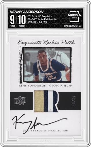 Kenny Anderson  from the 2013-14 Upper Deck Exquisite set graded by Arena Club and given an overall grade of 9.