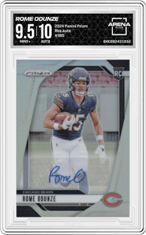 Rome Odunze from the 2024 Panini Prizm set graded by Arena Club and given an overall grade of 9.5.