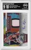 Baker Mayfield  from the 2024 Panini Prizm Draft Picks set featuring a Tie Dye parallel graded by Arena Club and given an overall grade of 9.